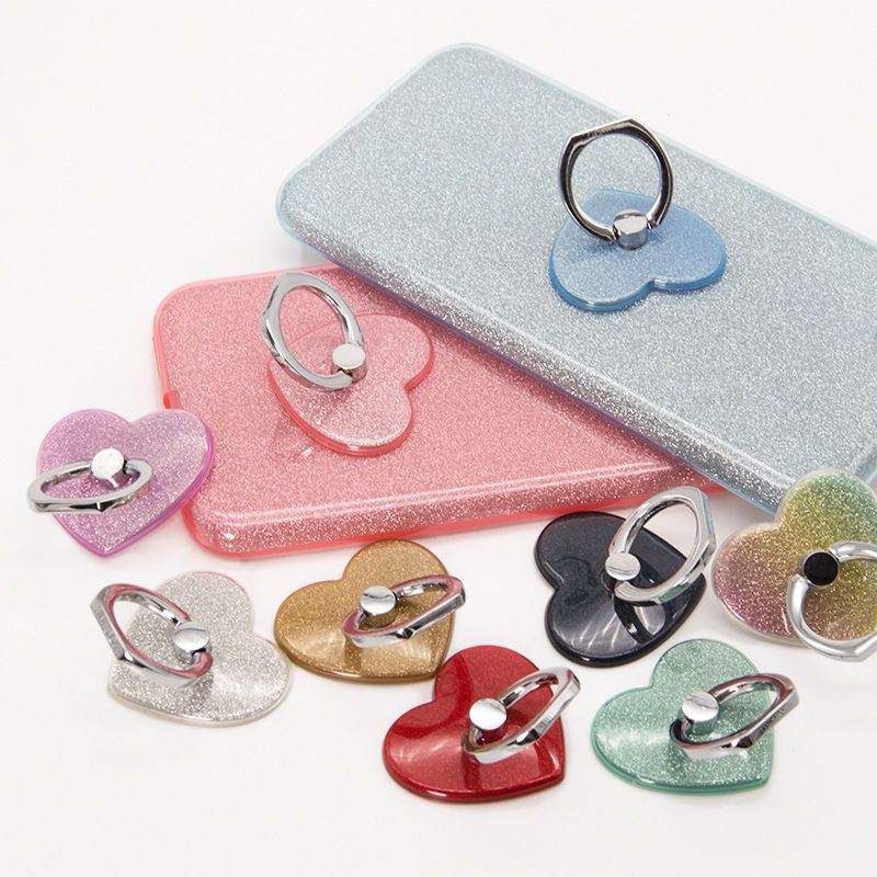 手机指环支架闪粉粘贴式心形卡扣式通用指环扣潮6s78x懒人oppo