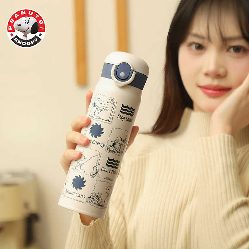 史努比(SNOOPY)弹盖保温杯316不锈钢水杯高颜值500ml大容量保温茶杯8006款高清大图