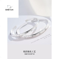 999纯银时间手镯情侣一对男女士玫瑰金仿金开口闺蜜生日银镯子dw