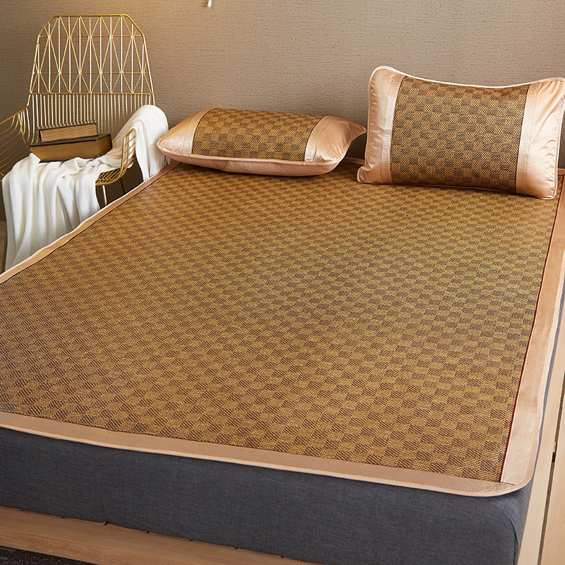 冰丝凉席三件套18m床藤席可折叠15米夏季空调单人学生宿舍席子