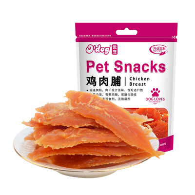 傲宠o'dog狗狗零食鸡胸肉干肉条400g泰迪比熊萨摩训练奖励零食宠物零食