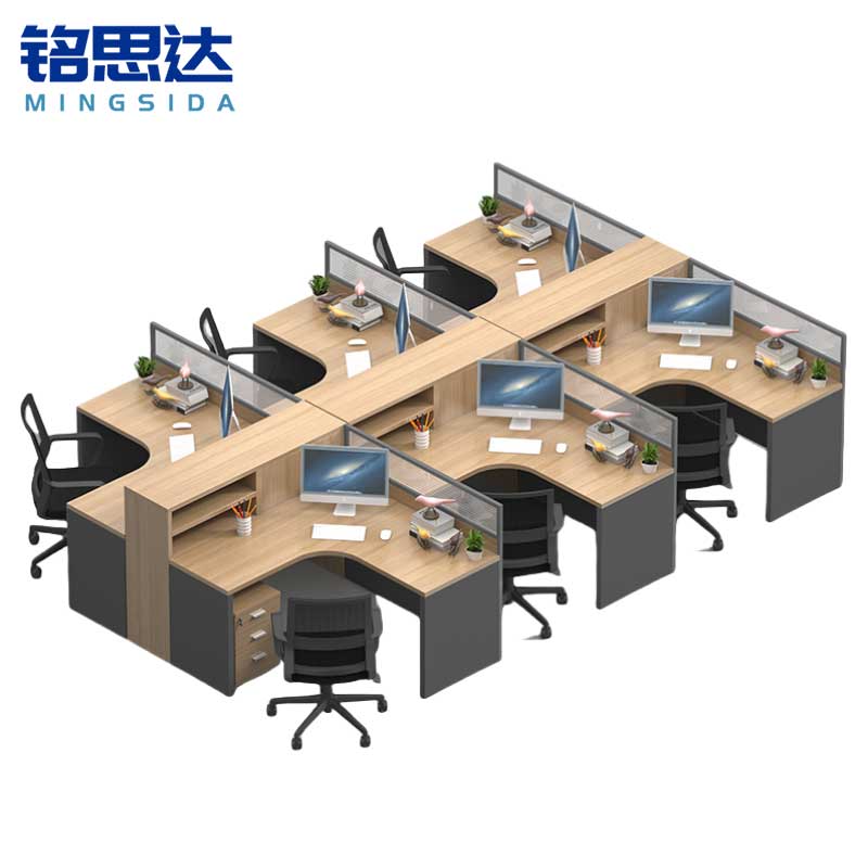 铭思达屏风电脑桌出字型六人位套高清大图