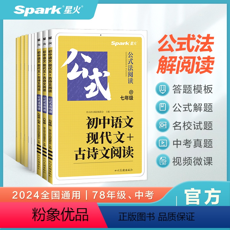 现代文+古诗文阅读 八年级/初中二年级 [正版]新版初中语文现代文+古诗文阅读训练七八九年级中考语文真题公式法做题答题技