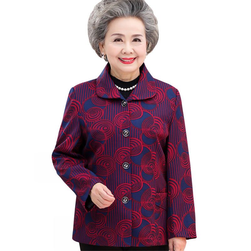 yibusheng中老年人女装秋装妈妈装6070岁老人衣服奶奶装春秋印花薄款
