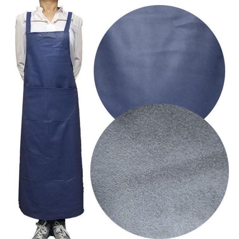 加厚防水皮围裙防水防油厨房家用围裙防油加长皮革围裙肩带围裙红色