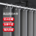 挑三拣四加厚浴帘布防霉防水浴帘套装免打孔 灰色【高压不透水*不发霉】 宽120*高180 环 1.2伸缩杆 绑带