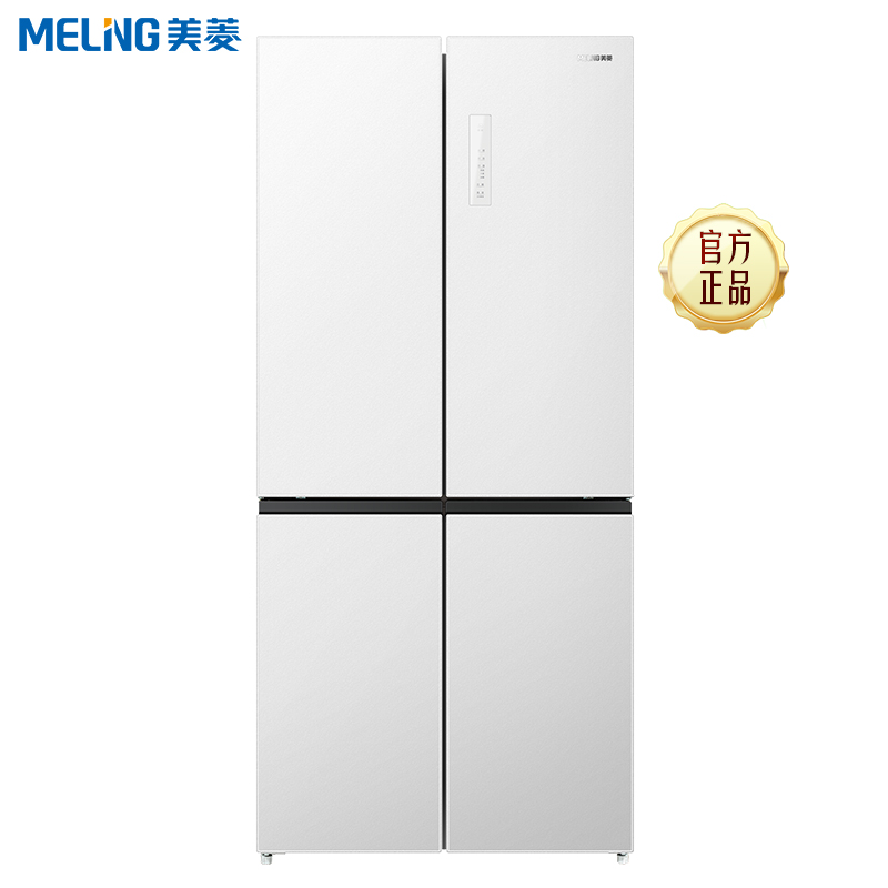 [玻璃面板]美菱416升超薄十字对开门冰箱自营 一级能效风冷无霜家用多开门电冰箱大容量BCD-416WP9BX高清大图