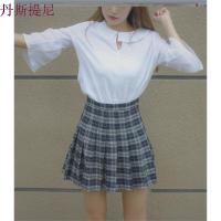 春秋韩版女装小清新格子半身裙高腰百褶裙裙子夏季学生A字裙短裙