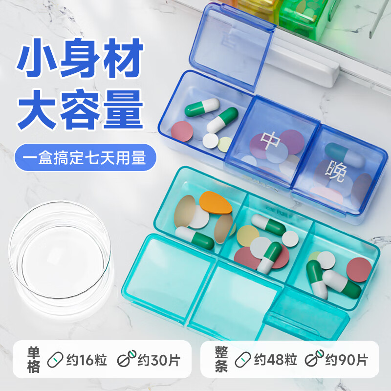 佳帮手药盒分装盒一周七天药品分装便携式分药盒随身分药器收纳盒高清大图