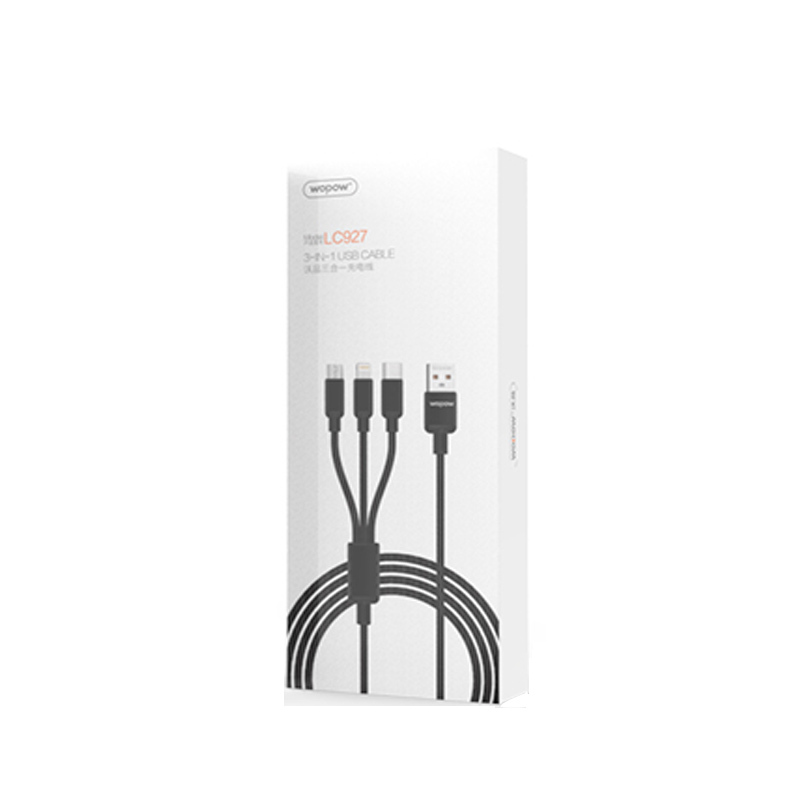 沃品(WOPOW) 一拖三数据线 LC927黑色高清大图