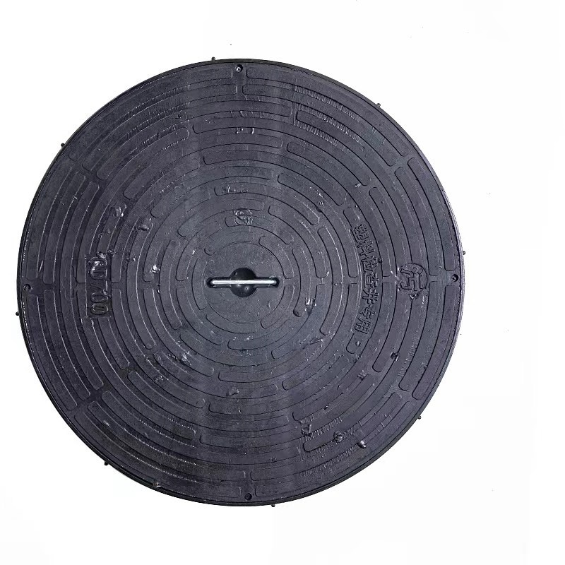 井盖 PE复合圆形井盖塑料检查井盖 黑色700 污高清大图