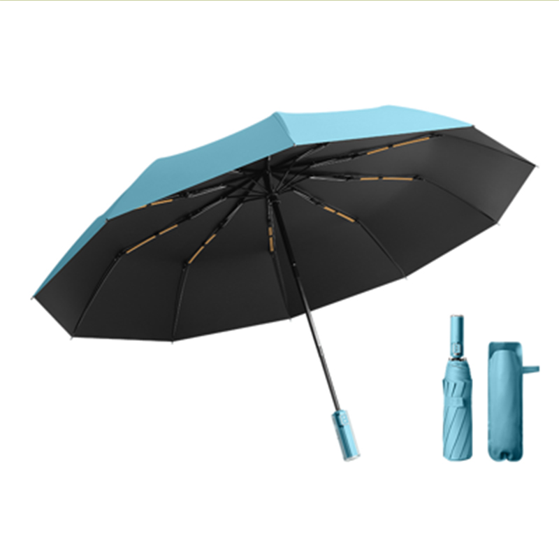 双股水晶全自动 钢骨玻纤伞布 黑胶布 水晶手柄YF-Z2021013 晴雨两用伞高清大图