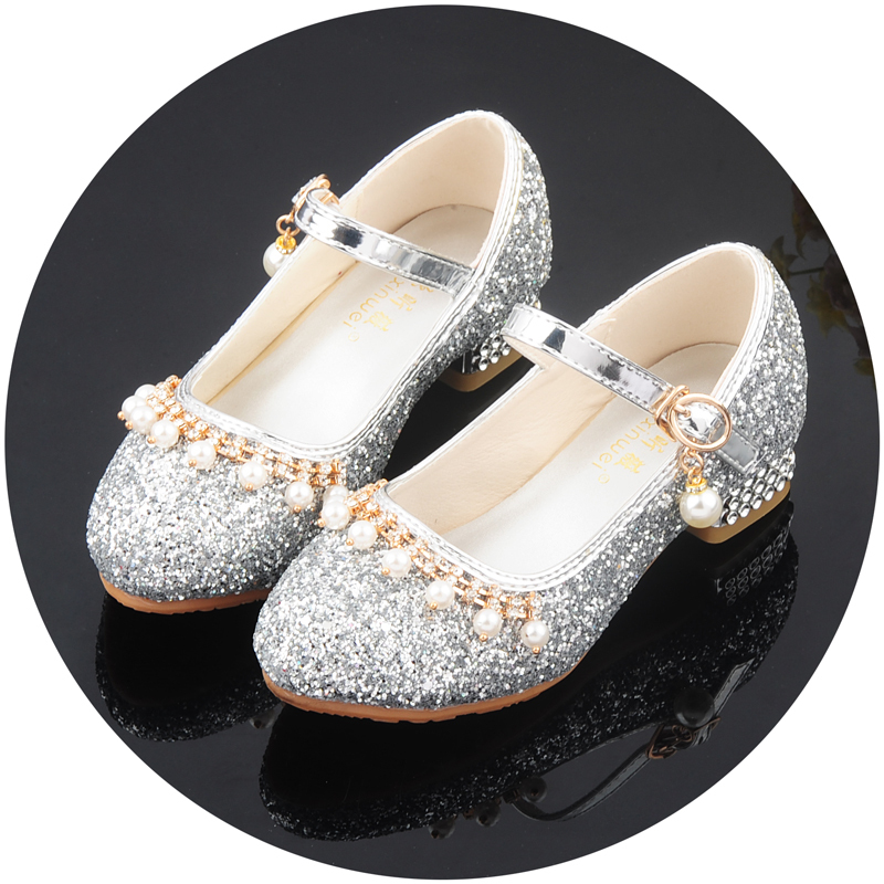 热卖女童公主鞋单鞋时装钢琴演出皮鞋模特走秀小孩子高跟鞋儿童水晶鞋