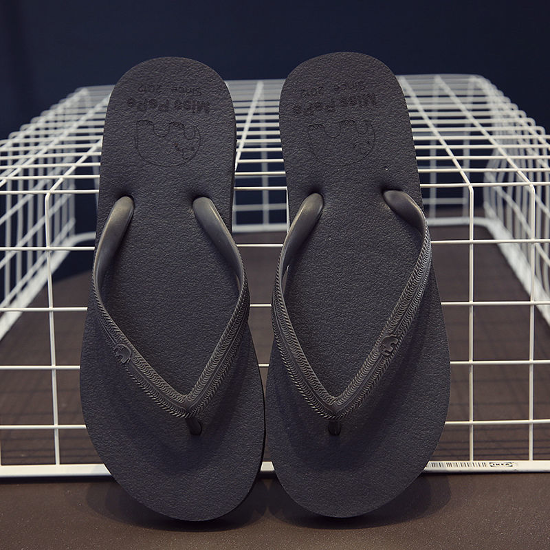 人字拖女ins潮夏季外穿时尚夹脚沙滩拖鞋防滑厚底情侣外出凉拖鞋 灰色-0086 L建议39-40脚