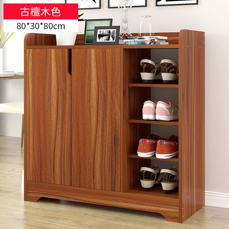 鞋柜简约现代门厅柜简易经济型省空间门口鞋柜组装储物柜鞋架家用 A款80cm 古檀木色