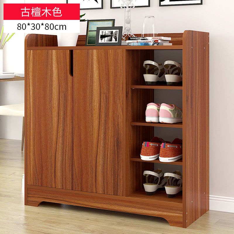 鞋柜简约现代门厅柜简易经济型省空间门口鞋柜组装储物柜鞋架家用 A款80cm 古檀木色图片