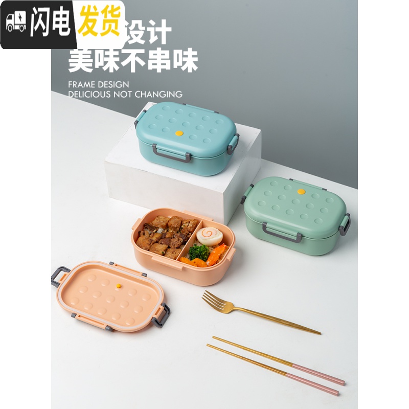 三维工匠饭盒上班族学生塑料分格密封便当盒微波炉加热大容量午餐盒水果盒 圆点-粉色+条纹-粉色+白色女人头像高清大图
