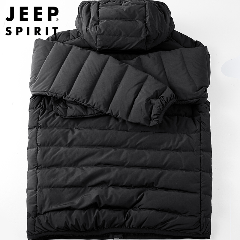 JEEP吉普男士羽绒服秋冬轻便连帽防风羽绒棉服修身休闲棉袄中青年户外保暖上衣高清大图