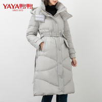 鸭鸭(yaya)新款羽绒服女士中长款时尚连帽收腰显瘦外套