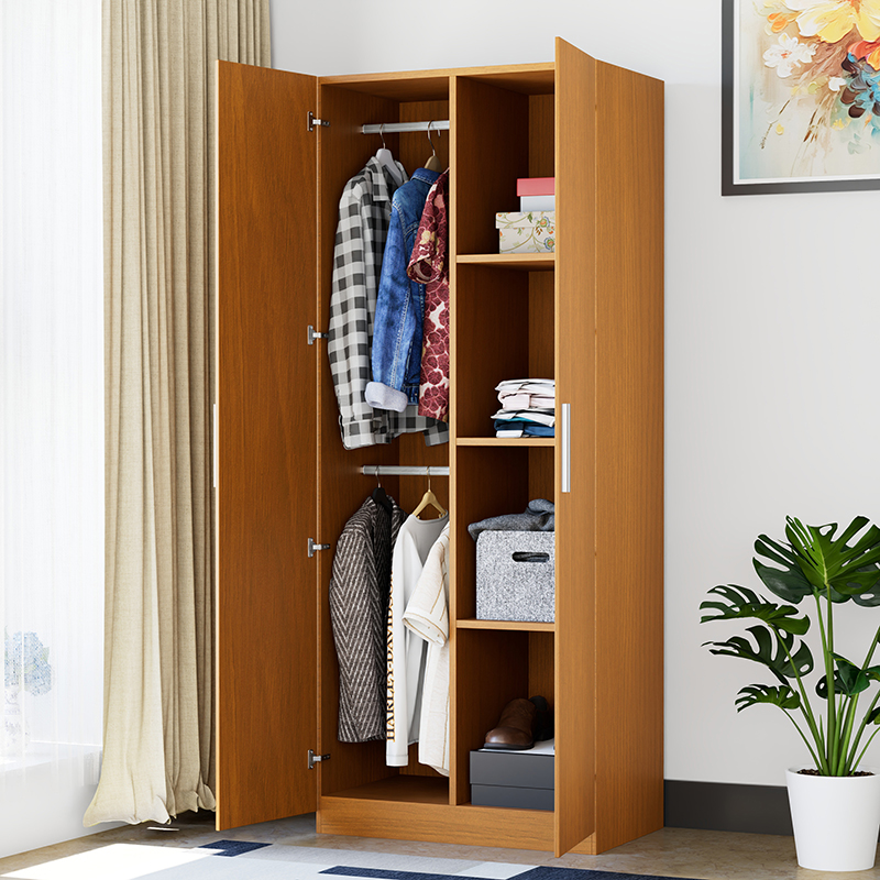 臻远ZY5063006简约木质衣柜衣物收纳柜家用衣橱 浅木纹C款高清大图