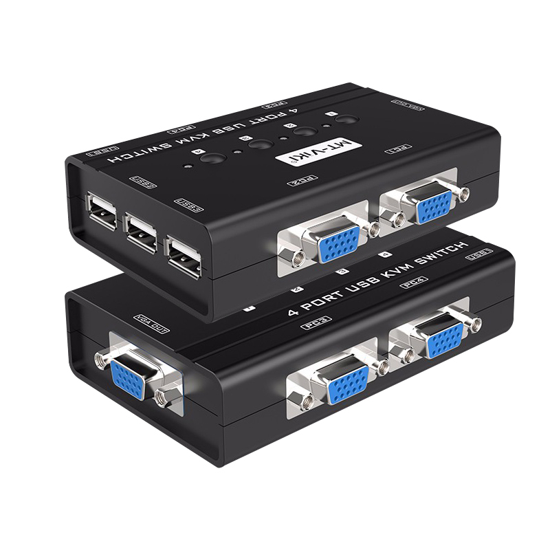 迈拓维矩MT-460KL 手动kvm切换器四进一出4口笔记本电脑监控主机共享vga显示器usb键盘鼠标打印机4进1出配线