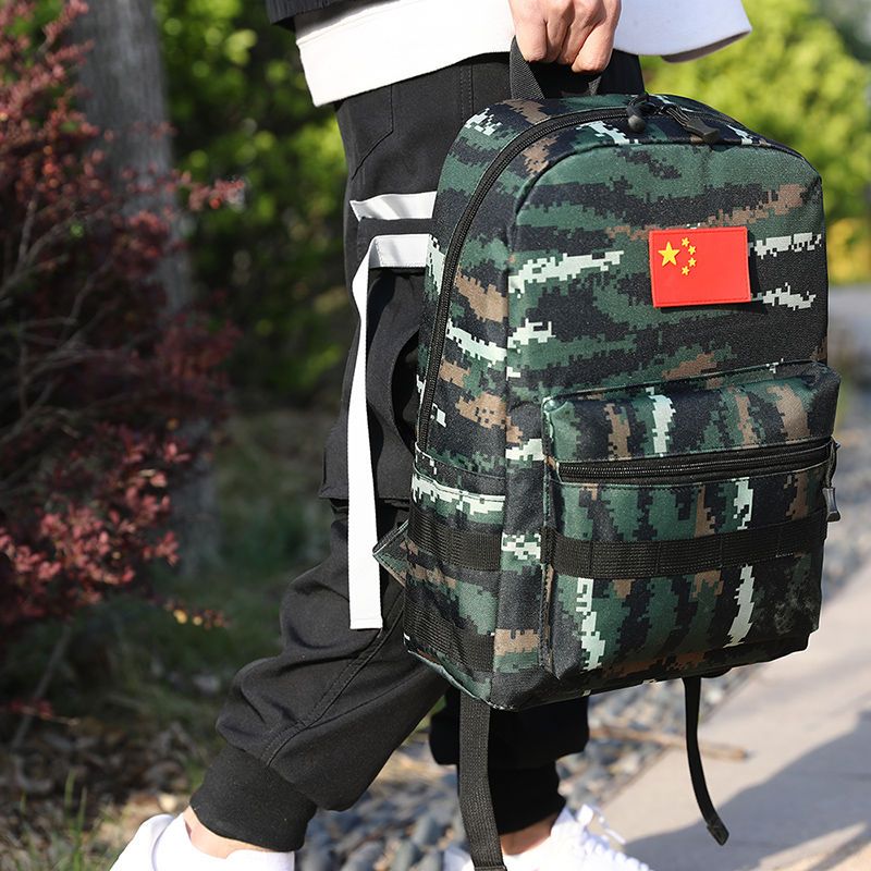 新款旅游户外登山夏令营猎人虎斑迷彩背包春游男孩小学生双肩书包虎斑