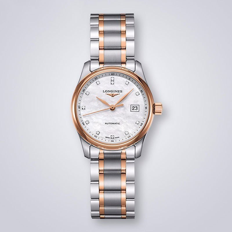 浪琴longines瑞士手表名匠系列珍珠贝母镶钻盘送女友生日礼物钢带机械
