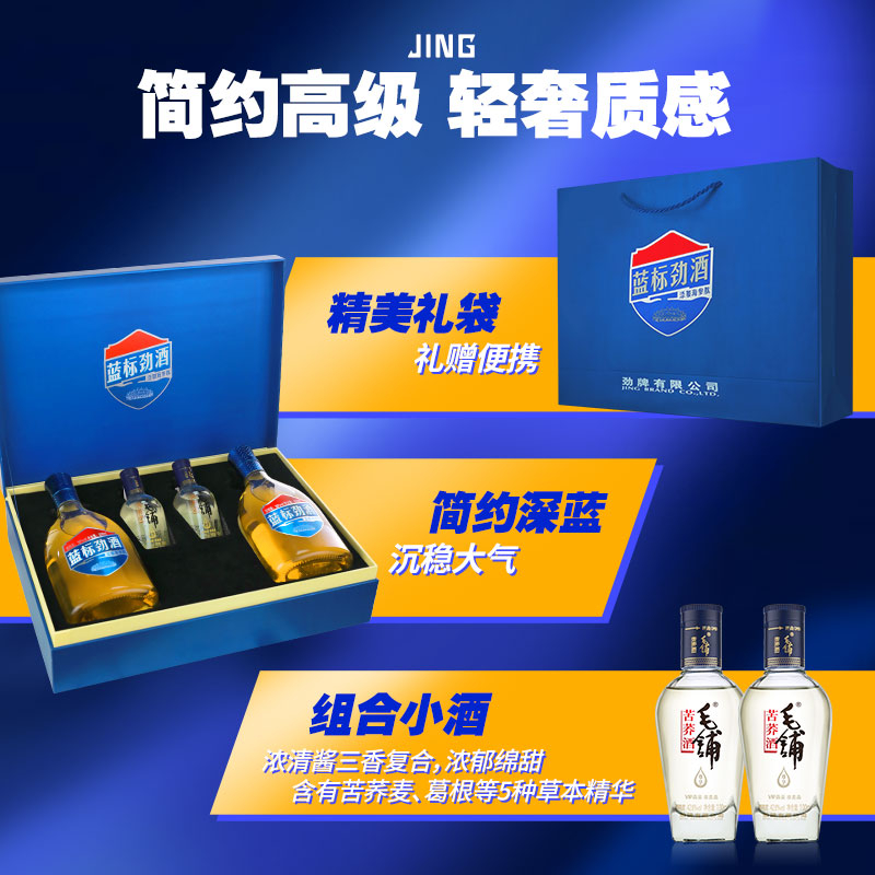 劲牌 劲酒 蓝标劲酒 过节送礼 36度 500mL*2瓶礼盒装 中国劲酒高清大图
