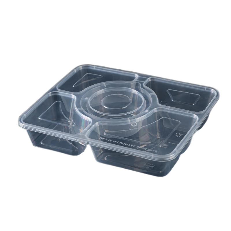 先互丁 一次性4+1五格餐盒饭盒 1300ml(150个) 箱高清大图