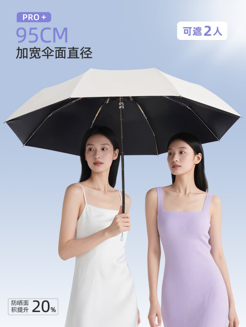 BR 太阳伞防晒防紫外线小巧便携折叠晴雨伞两用女黑胶遮阳伞大雨伞 把高清大图
