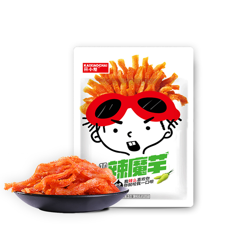 开小差山椒味220g辣魔芋素毛肚休闲小吃