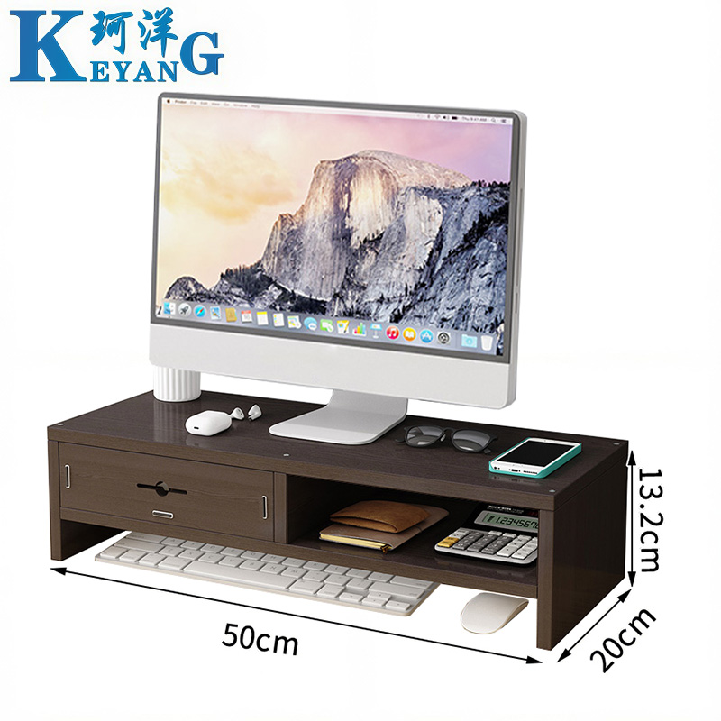 珂洋 显示器增高架 双层隔断黑胡桃(1抽屉) 个高清大图