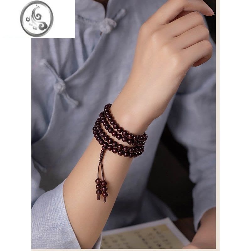 JiMi千年老料印度小叶紫檀手串108颗佛珠2.0念珠项链男女檀香红木手链图片