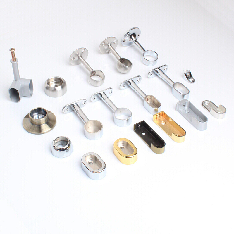 汐岩衣柜挂衣杆五金配件法兰座不锈钢管座衣通托挂钩底座架圆管侧装顶 C亮色25圆JLY高清大图