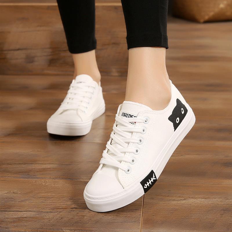 春秋12大童跑步鞋帆布鞋子13初中女生板鞋14中学生16运动布鞋