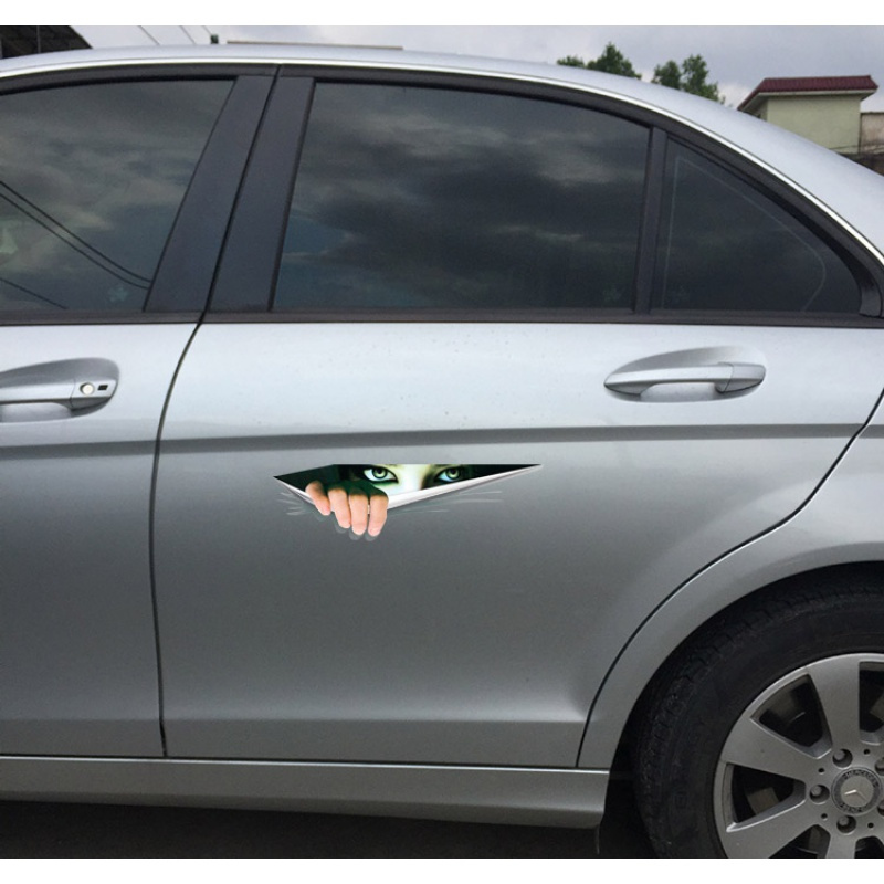 汽车贴纸遮挡划痕搞笑恶搞个性创意仿真3d立体装饰车身防水防晒潮猫眼