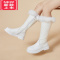 可莉允女童靴子长筒靴2022冬季加绒棉靴皮靴高筒靴公主长靴儿童鞋雪地靴