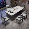 苏宁 质凡 轻奢简约岩板茶桌椅组合 1.6米茶桌+轻奢椅+牛角椅*4