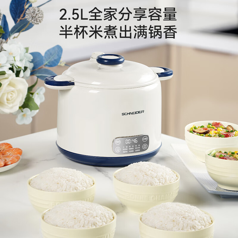 施耐德(Schneider) 微压电饭锅 2.5L轻巧大容量电饭煲钛涂层不粘锅 SWK-XFL215高清大图