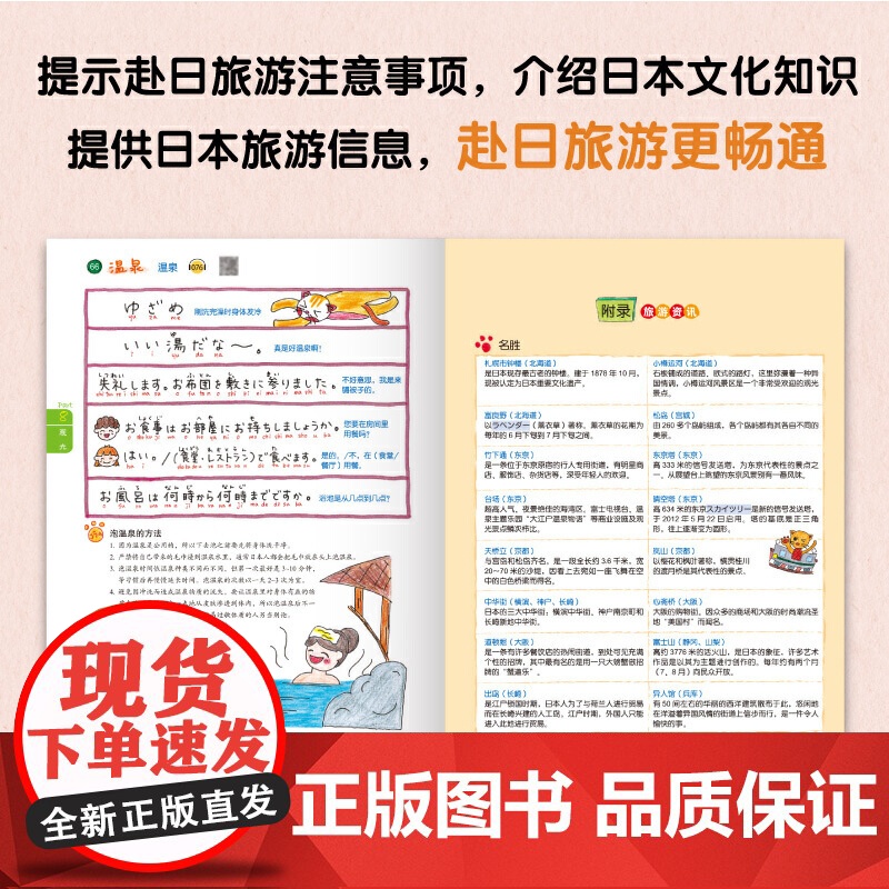 超简单手绘旅游日语 日本语口语 基础初级插图日语手绘 赴日旅行初学爱好音频 一本在手畅游日本旅游日语口语实用手册初学者口高清大图