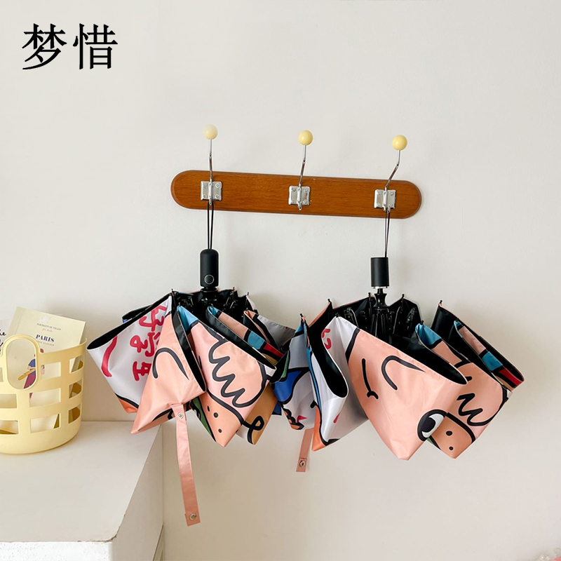 梦惜 手动自动钢骨玻纤 加厚黑胶布 晴雨两用伞 YF-W2024009/把高清大图