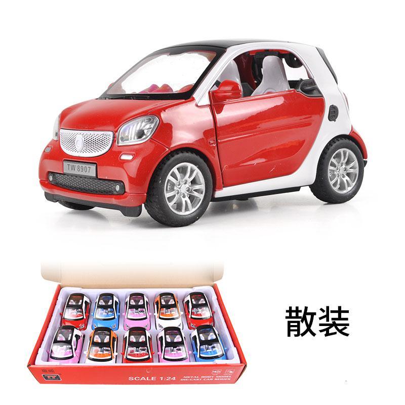 斯玛特smart合金小汽车模型金属仿真儿童警车玩具车开回力车桔白