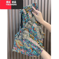YIBUSHENG冰丝清凉抖抖裤季薄款九分哈伦裤女显瘦百搭大码宽松洋气休闲薄 4XL推荐160-180斤 凤尾花