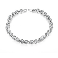 B003 Bracelet Bangle 镀18k玫瑰金爱心锆石手链优雅女配饰送女朋友七夕情人节礼物