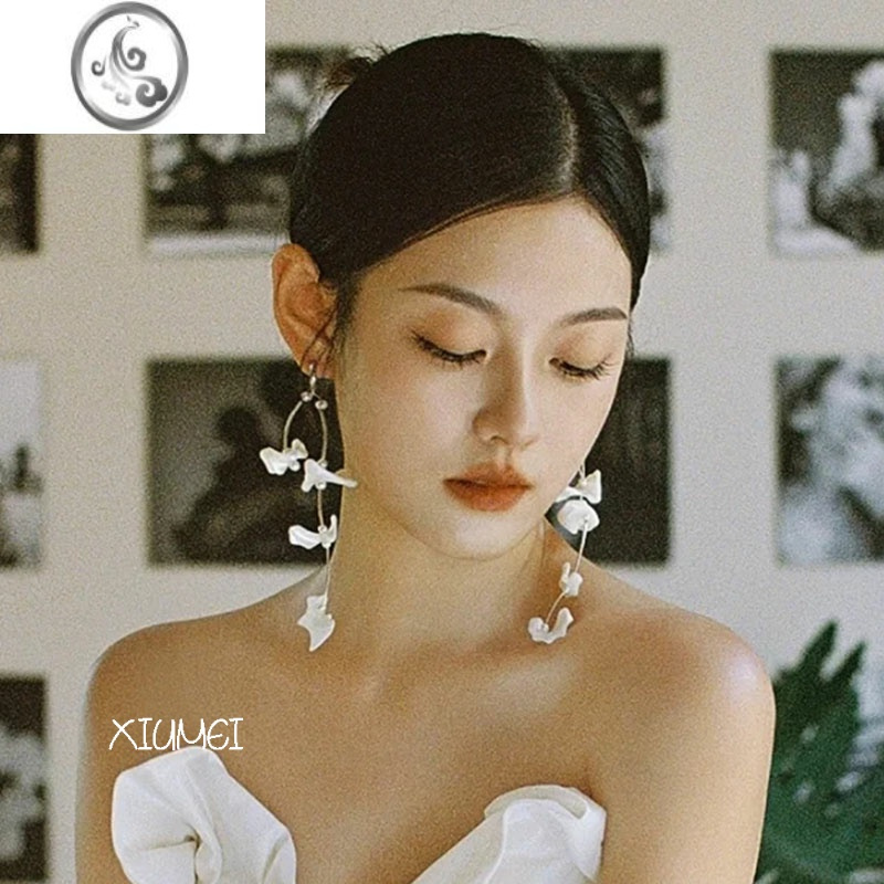 JiMi新款超仙气质长款耳饰耳钉新娘结婚婚纱耳环女大气简约高级感