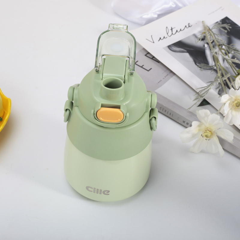 希乐Cille双饮大肚保温杯女士高颜值大容量水杯儿童学生吸管水杯户外便携杯高清大图