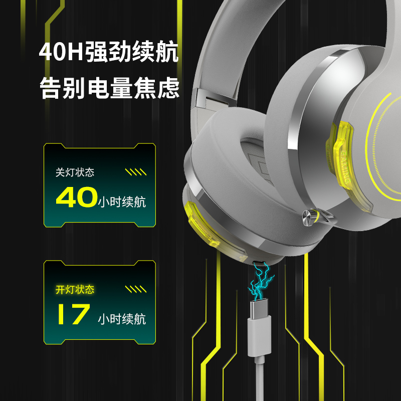 漫步者(EDIFIER) HECATE G5BT蓝牙游戏耳机头戴式带麦[45ms低延时]吃鸡手游耳麦 量子灰