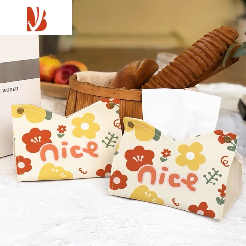 三维工匠北欧风nice花朵纸抽盒客厅车载卫生间卷纸巾盒装饰袋收纳套抽纸盒 一排郁金香-抽纸盒图片