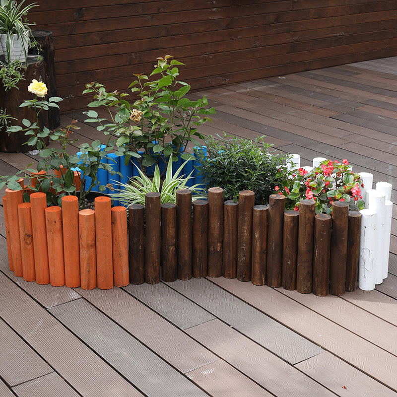 艺可恩室内小栅栏围栏公园造景装饰花圃花池防腐木头护栏园艺原木桩