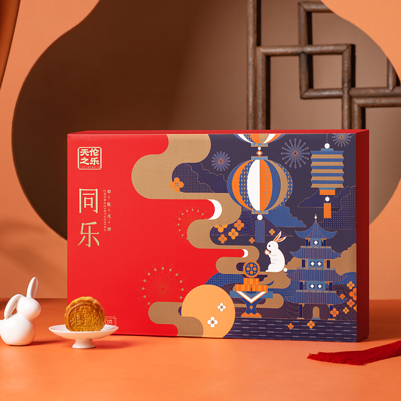 天伦之乐同乐590g 广式凤梨味奶黄酥心月饼中秋月饼礼盒